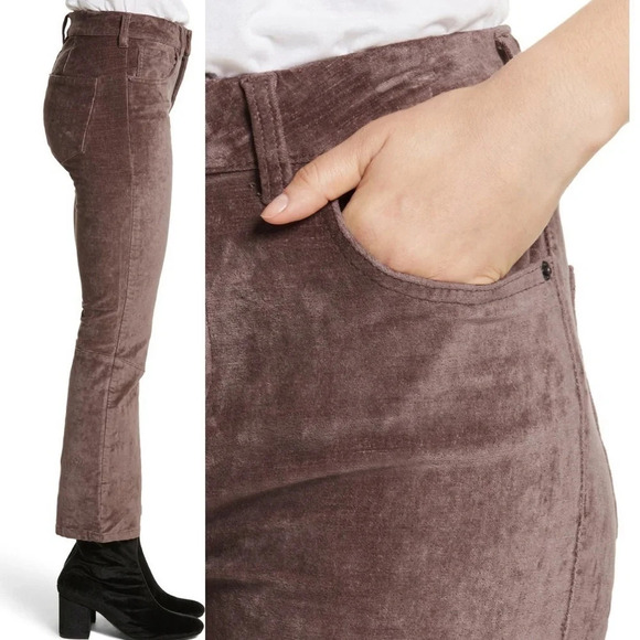 Free People Velvet Bootcut Crop Pants Brown 25 Boho Festival Vintage Romantic - Picture 2 of 9